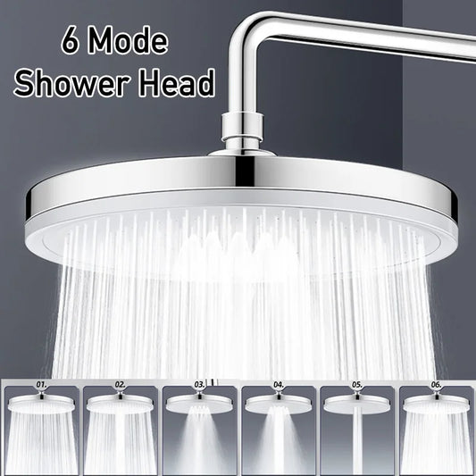 6-Mode High Pressure Waterfall Shower Head with 360° Rotation